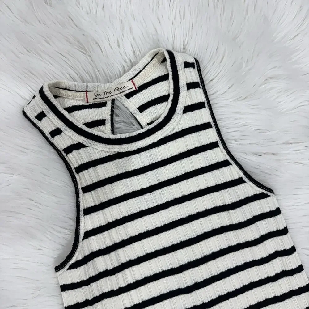 Free People Striped Black/white Knit Tank XS LB